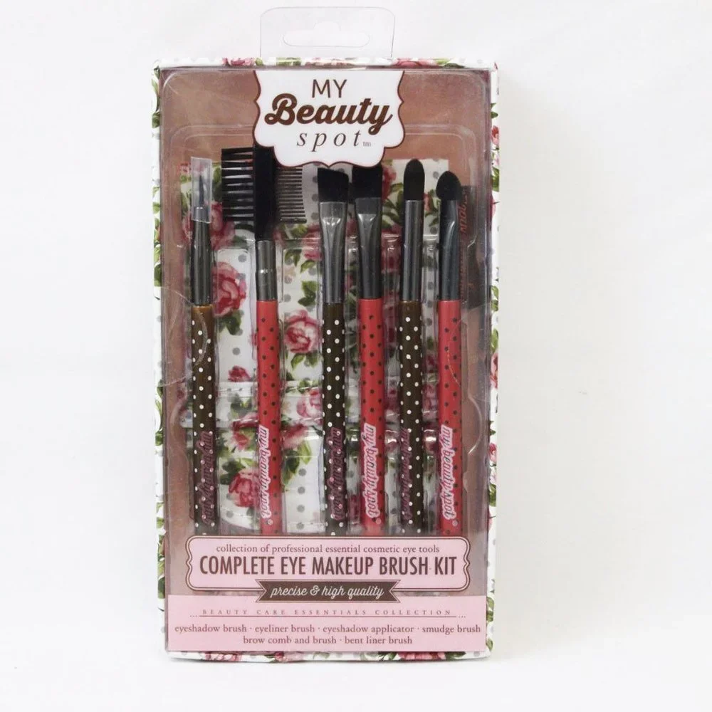 My Beauty Spot Complete Eye Makeup Brush Kit 6 Count Brushes Pink & White CASE